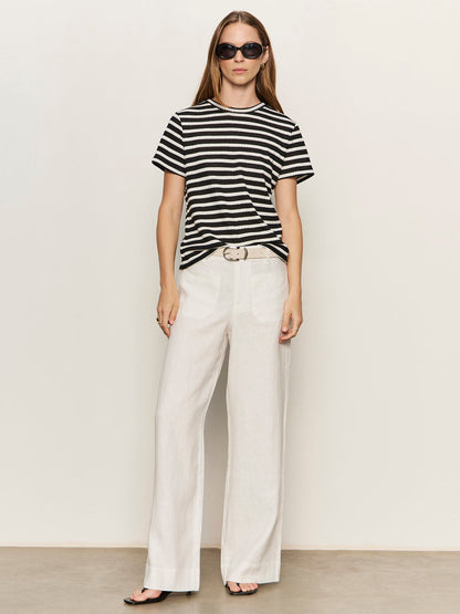 Sanctuary Clothing Quality - Perfect Textured Tee Black/Chalk Stripe