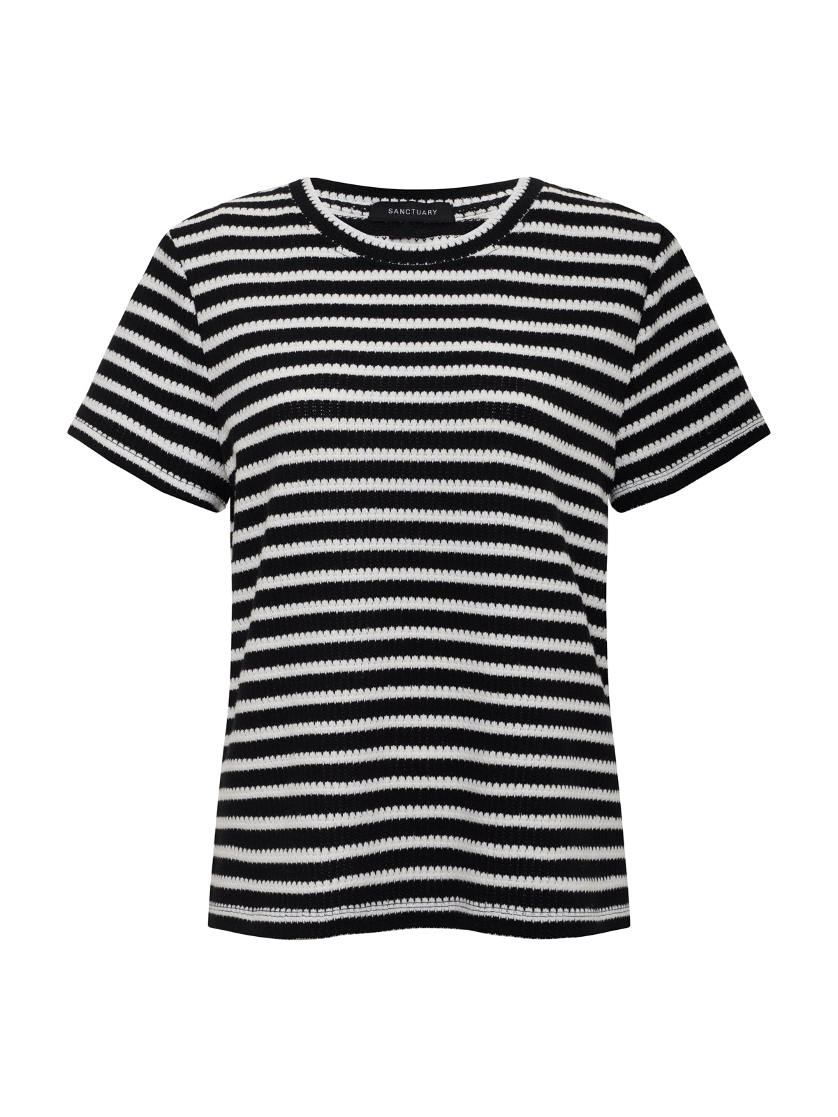Sanctuary Clothing Quality - Perfect Textured Tee Black/Chalk Stripe