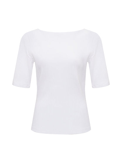 Sanctuary Clothing Classic - BOATNECK RIBBED TOP WHITE