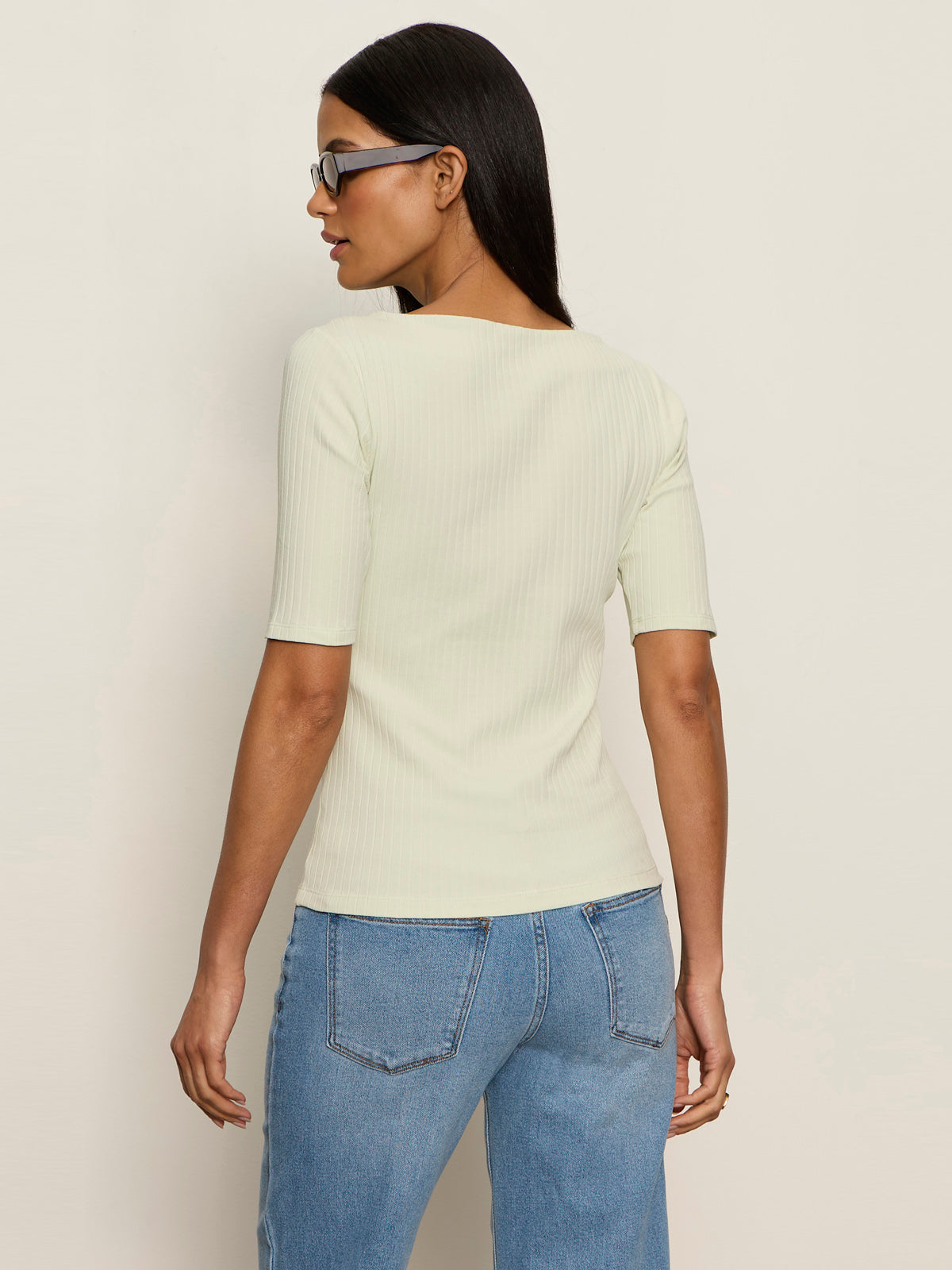 Sanctuary Clothing New - BOATNECK RIBBED TOP GREEN MIST