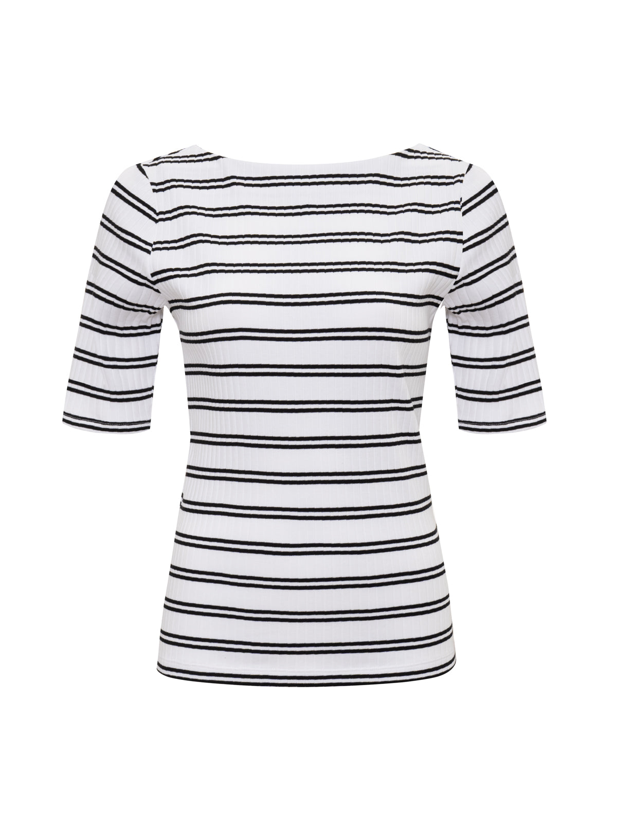 Sanctuary Clothing Quality - BOATNECK RIBBED TOP CHALK/BLACK STRIPE