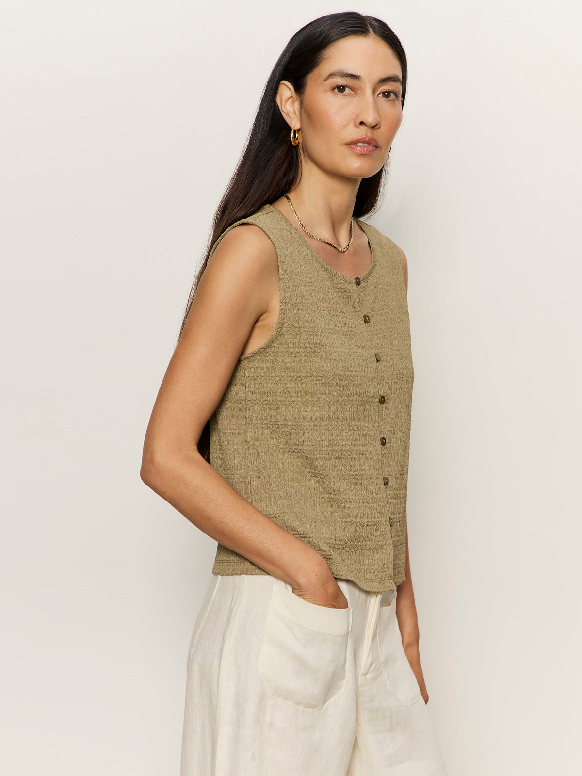 Sanctuary Clothing Sale - TEXTURED VACATION SHELL COVERT GREEN