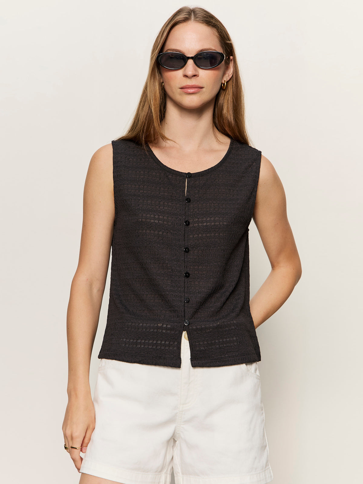 Sanctuary Clothing Sale - TEXTURED VACATION SHELL BLACK