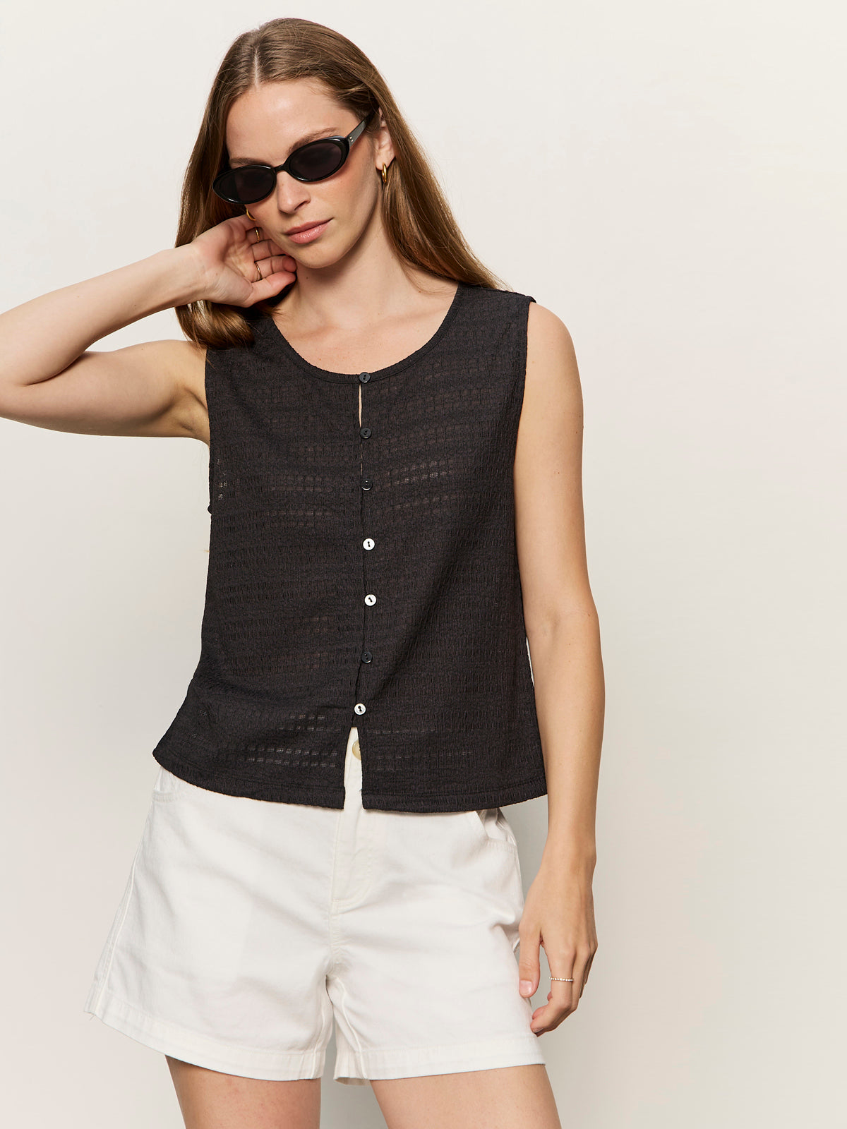 Sanctuary Clothing Sale - TEXTURED VACATION SHELL BLACK