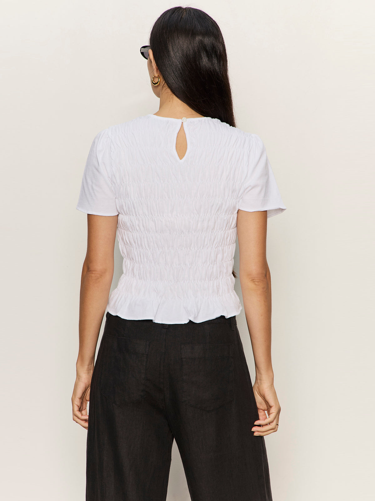 Sanctuary Clothing Deals - BETTER TOGETHER SMOCKED TOP WHITE