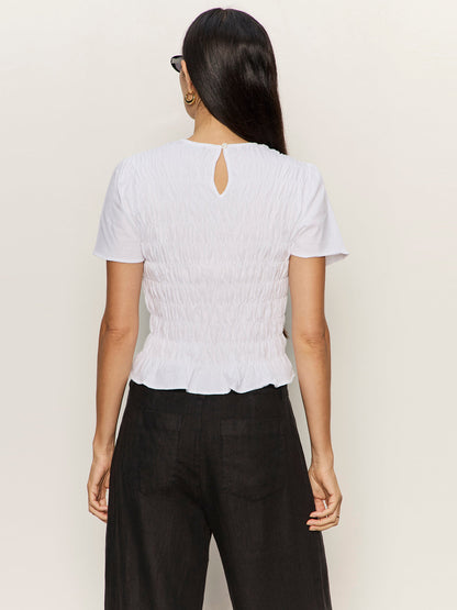 Sanctuary Clothing Deals - BETTER TOGETHER SMOCKED TOP WHITE