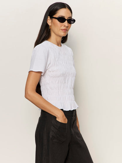 Sanctuary Clothing Deals - BETTER TOGETHER SMOCKED TOP WHITE