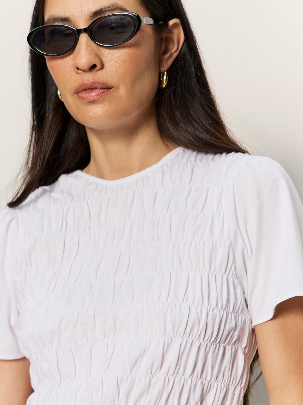 Sanctuary Clothing Deals - BETTER TOGETHER SMOCKED TOP WHITE