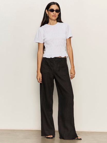 Sanctuary Clothing Deals - BETTER TOGETHER SMOCKED TOP WHITE