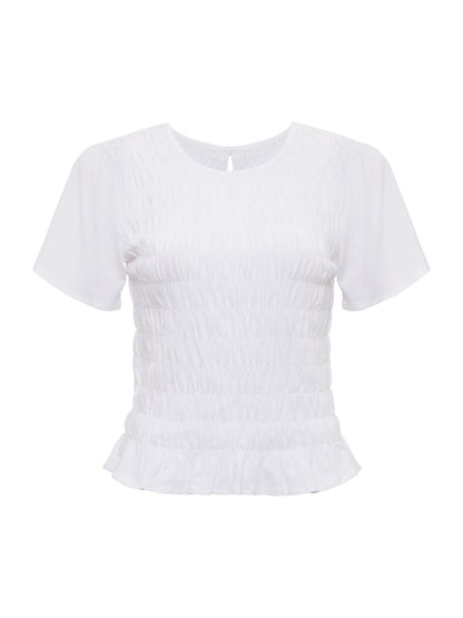 Sanctuary Clothing Deals - BETTER TOGETHER SMOCKED TOP WHITE