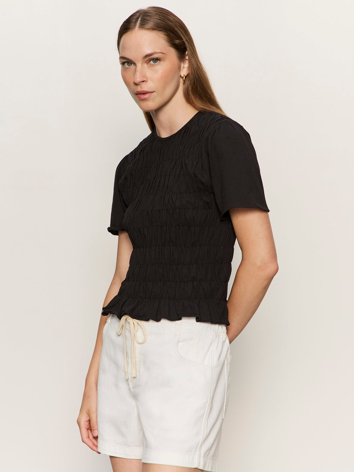 Sanctuary Clothing Everyday - BETTER TOGETHER SMOCKED TOP BLACK