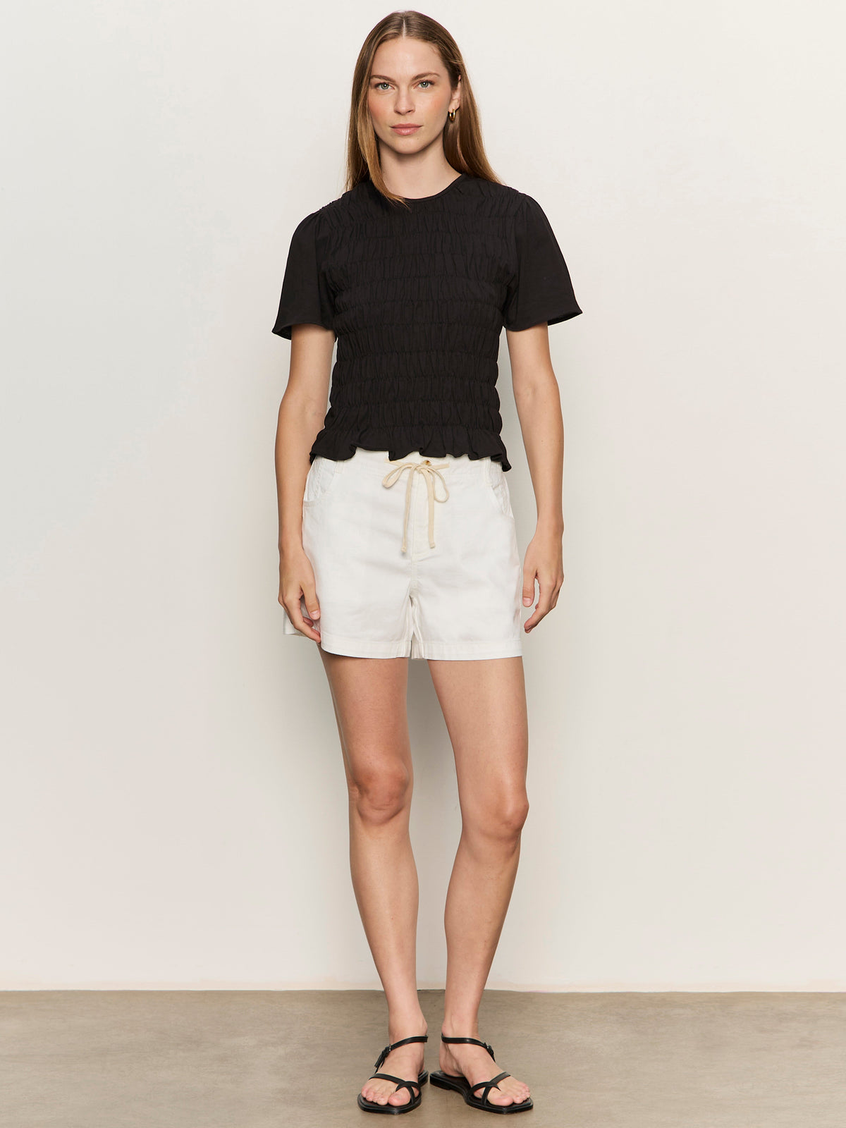 Sanctuary Clothing Everyday - BETTER TOGETHER SMOCKED TOP BLACK