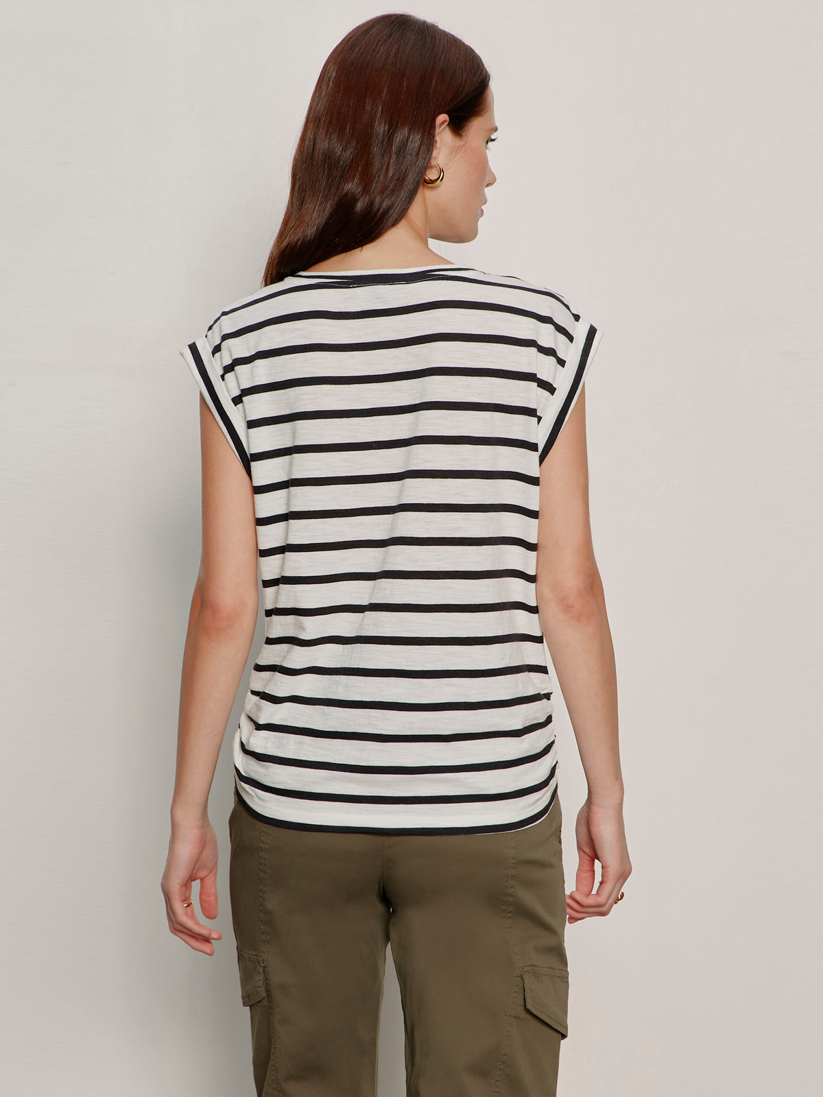 Sanctuary Clothing Special Offer - KNOTTED MUSCLE TEE CHALK/BLACK STRIPE