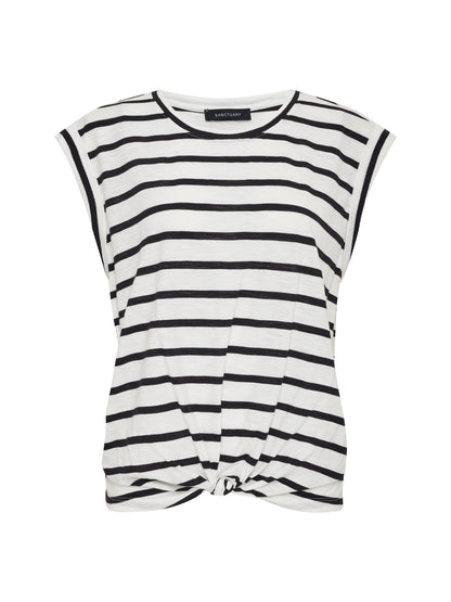 Sanctuary Clothing Special Offer - KNOTTED MUSCLE TEE CHALK/BLACK STRIPE