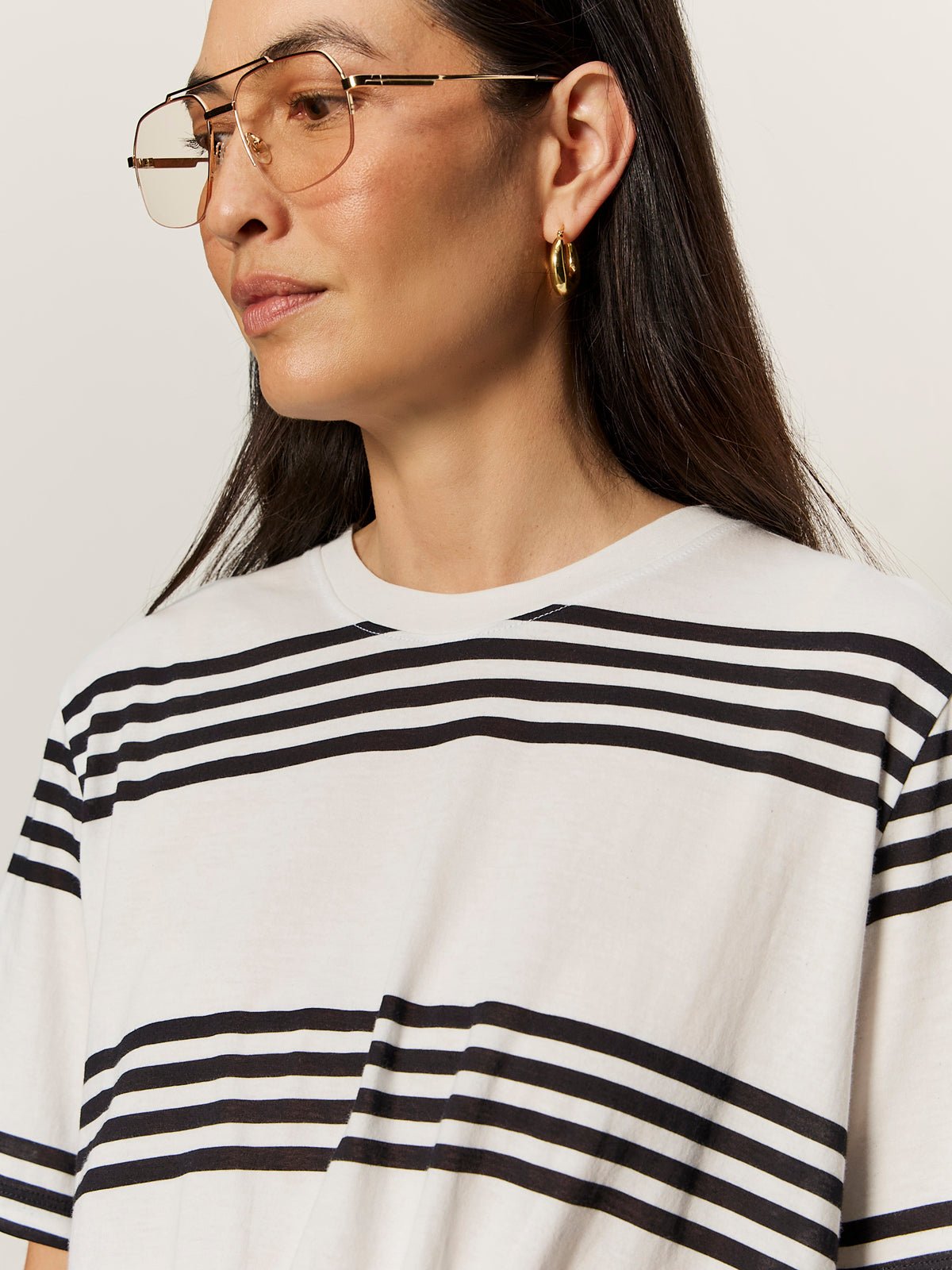 Sanctuary Clothing Everyday - TUCK IT UNDER TEE CHALK / BLACK STRIPE