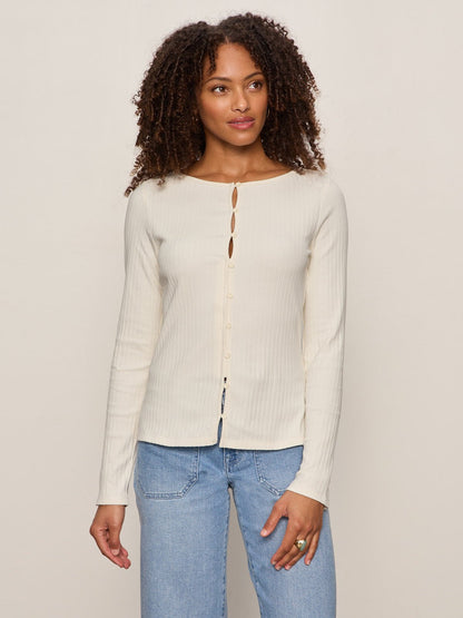 Sanctuary Clothing Featured - BUTTON FRONT RIBBED TOP COLLAGEN