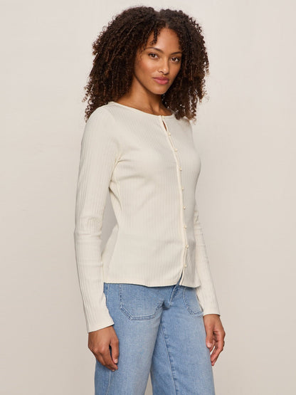 Sanctuary Clothing Featured - BUTTON FRONT RIBBED TOP COLLAGEN