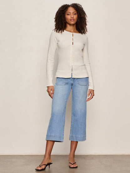 Sanctuary Clothing Featured - BUTTON FRONT RIBBED TOP COLLAGEN