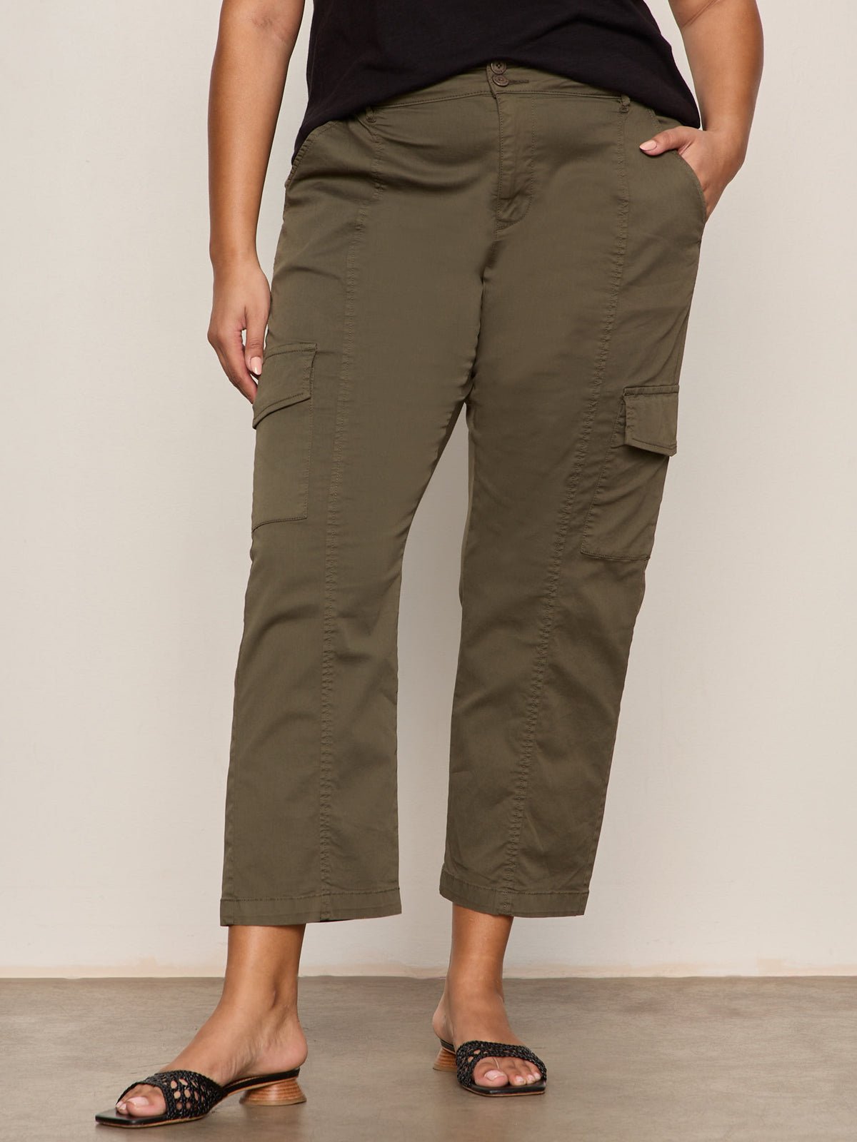 Sanctuary Clothing Quality - Rebel Straight Crop Pant Fatigue Extended Sizing