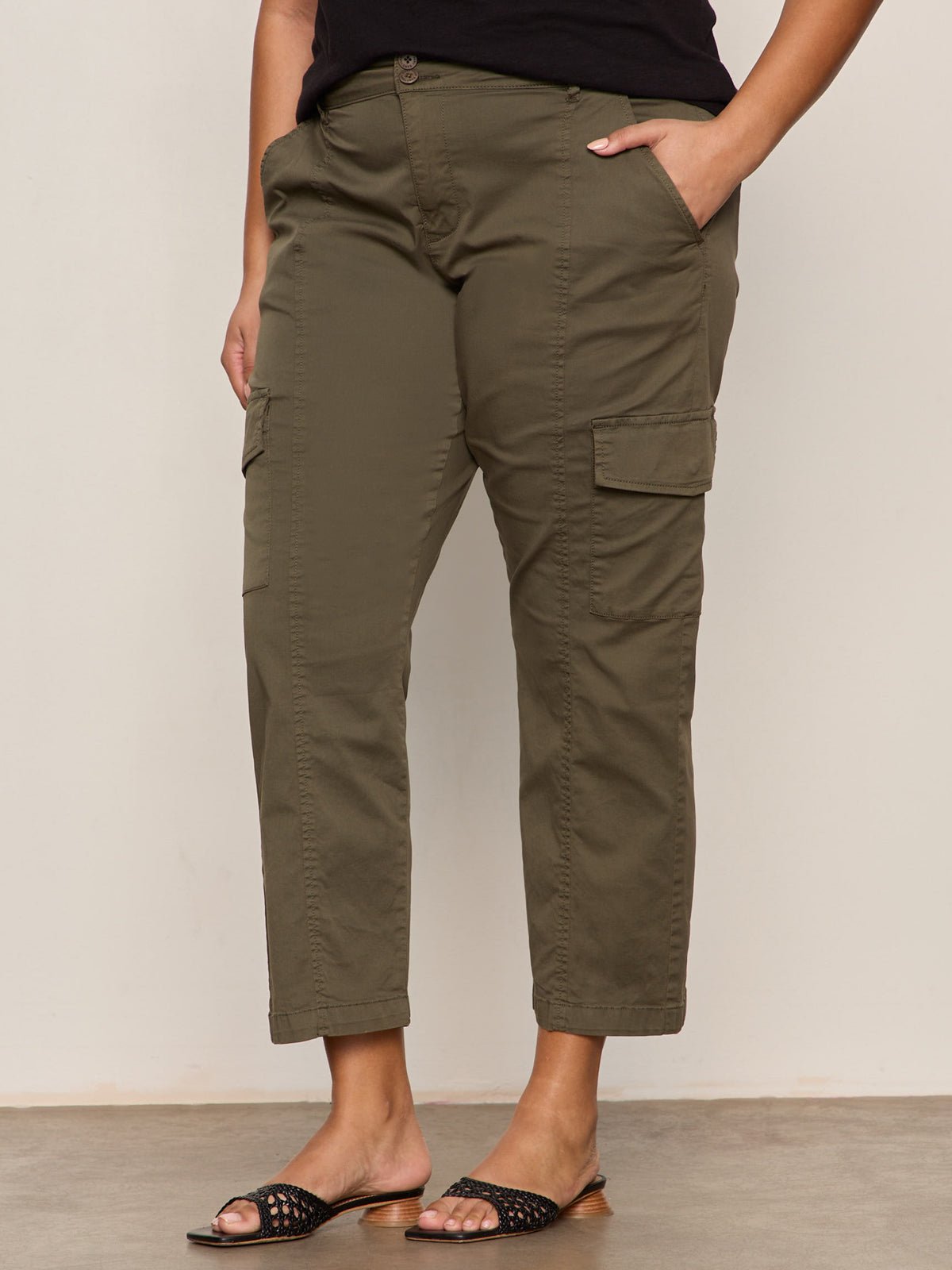 Sanctuary Clothing Quality - Rebel Straight Crop Pant Fatigue Extended Sizing