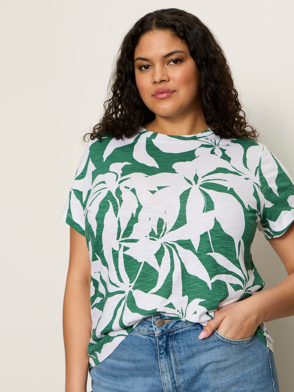 Sanctuary Clothing Discount - The Perfect Tee Green Inked Impressions Extended Sizing