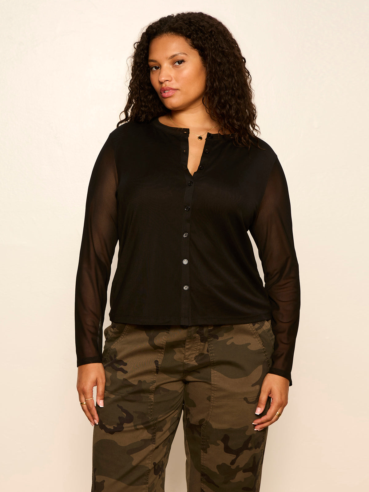 Sanctuary Clothing Customer Favorite - Mesh Long Sleeve Cardigan Black Extended Sizing