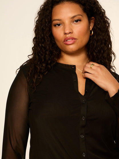 Sanctuary Clothing Customer Favorite - Mesh Long Sleeve Cardigan Black Extended Sizing
