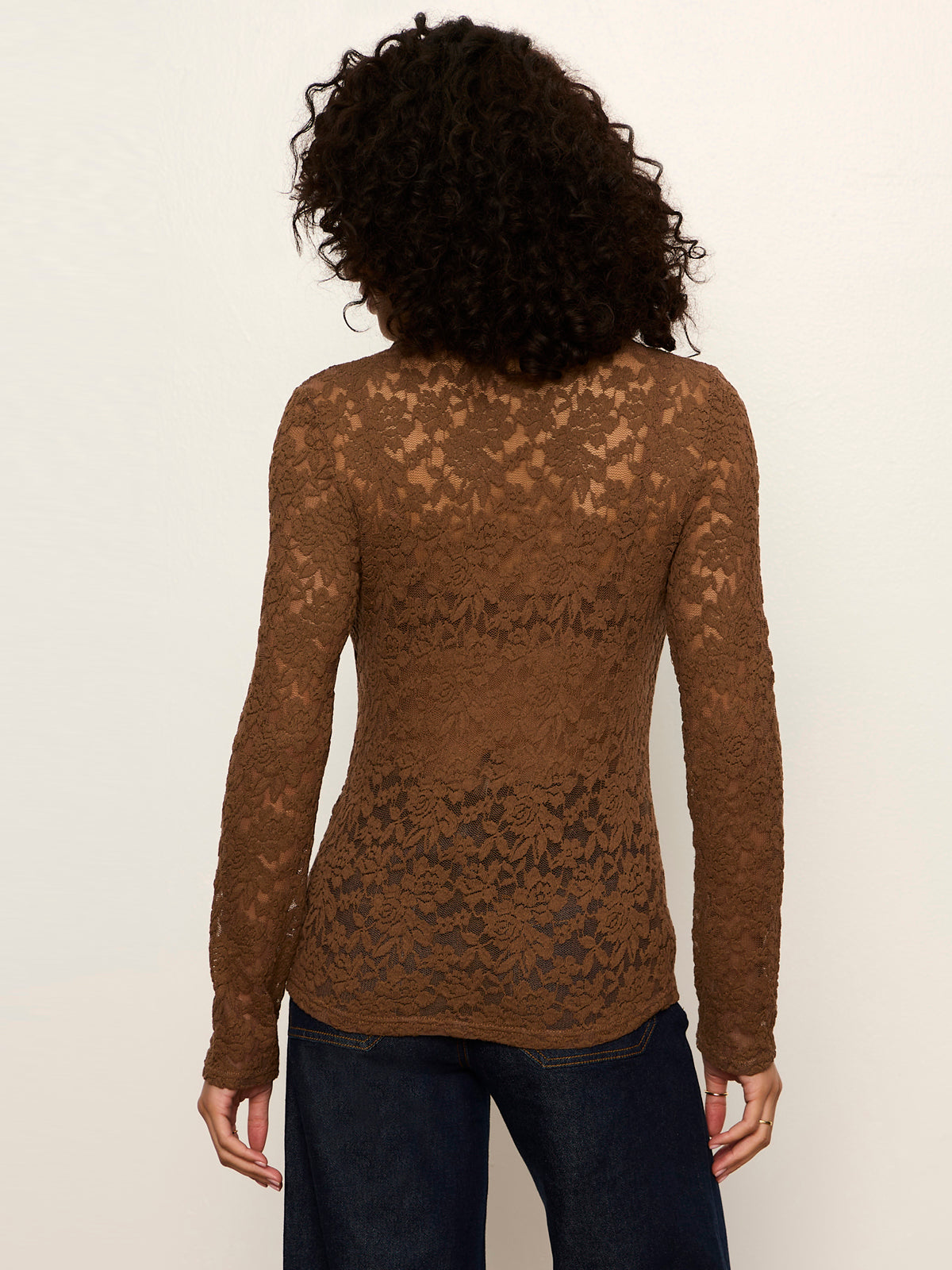 Sanctuary Clothing Classic - Dreamer Lace Shirt Cocoa Powder