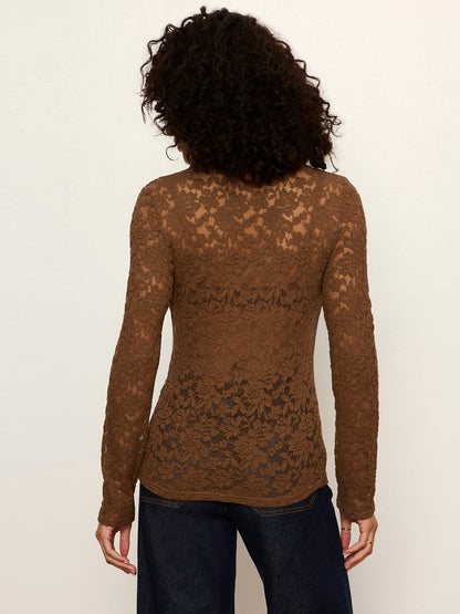 Sanctuary Clothing Classic - Dreamer Lace Shirt Cocoa Powder