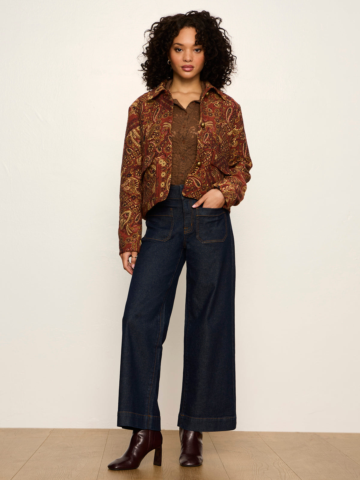 Sanctuary Clothing Classic - Dreamer Lace Shirt Cocoa Powder