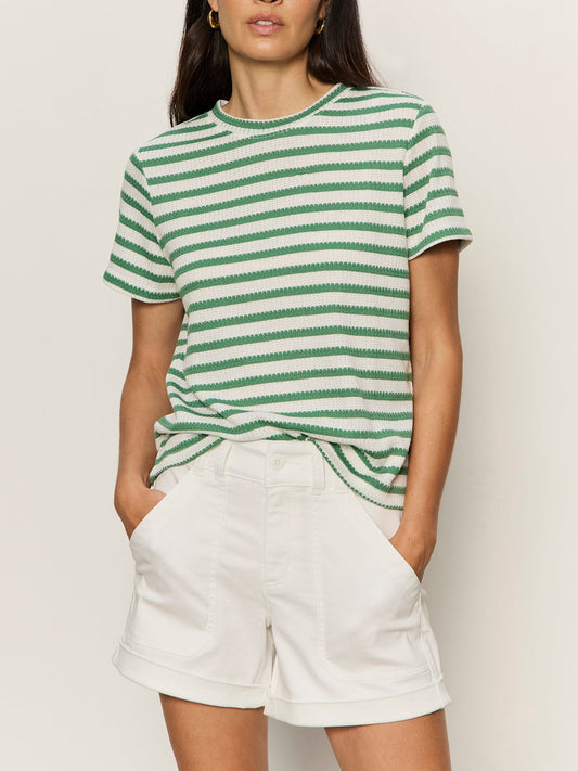 Sanctuary Clothing Best Price - Perfect Texture Tee Chalk/Green Juice Stripe Petite Sizing