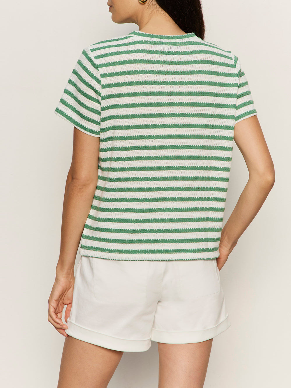 Sanctuary Clothing Best Price - Perfect Texture Tee Chalk/Green Juice Stripe Petite Sizing