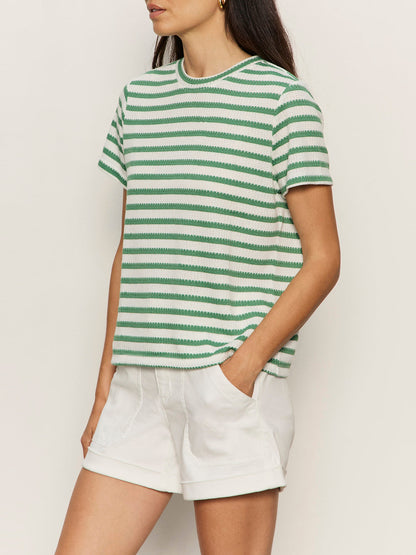 Sanctuary Clothing Best Price - Perfect Texture Tee Chalk/Green Juice Stripe Petite Sizing