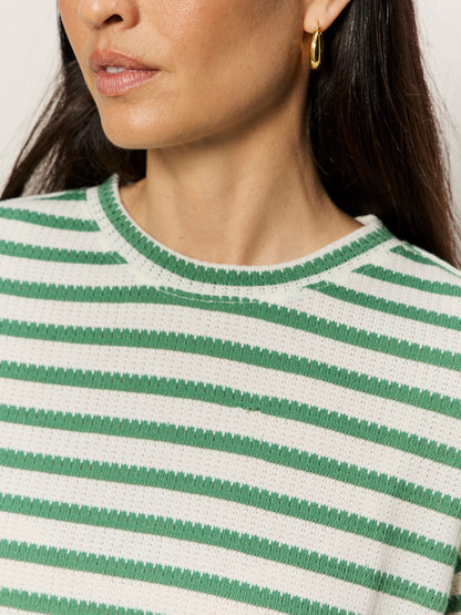 Sanctuary Clothing Best Price - Perfect Texture Tee Chalk/Green Juice Stripe Petite Sizing