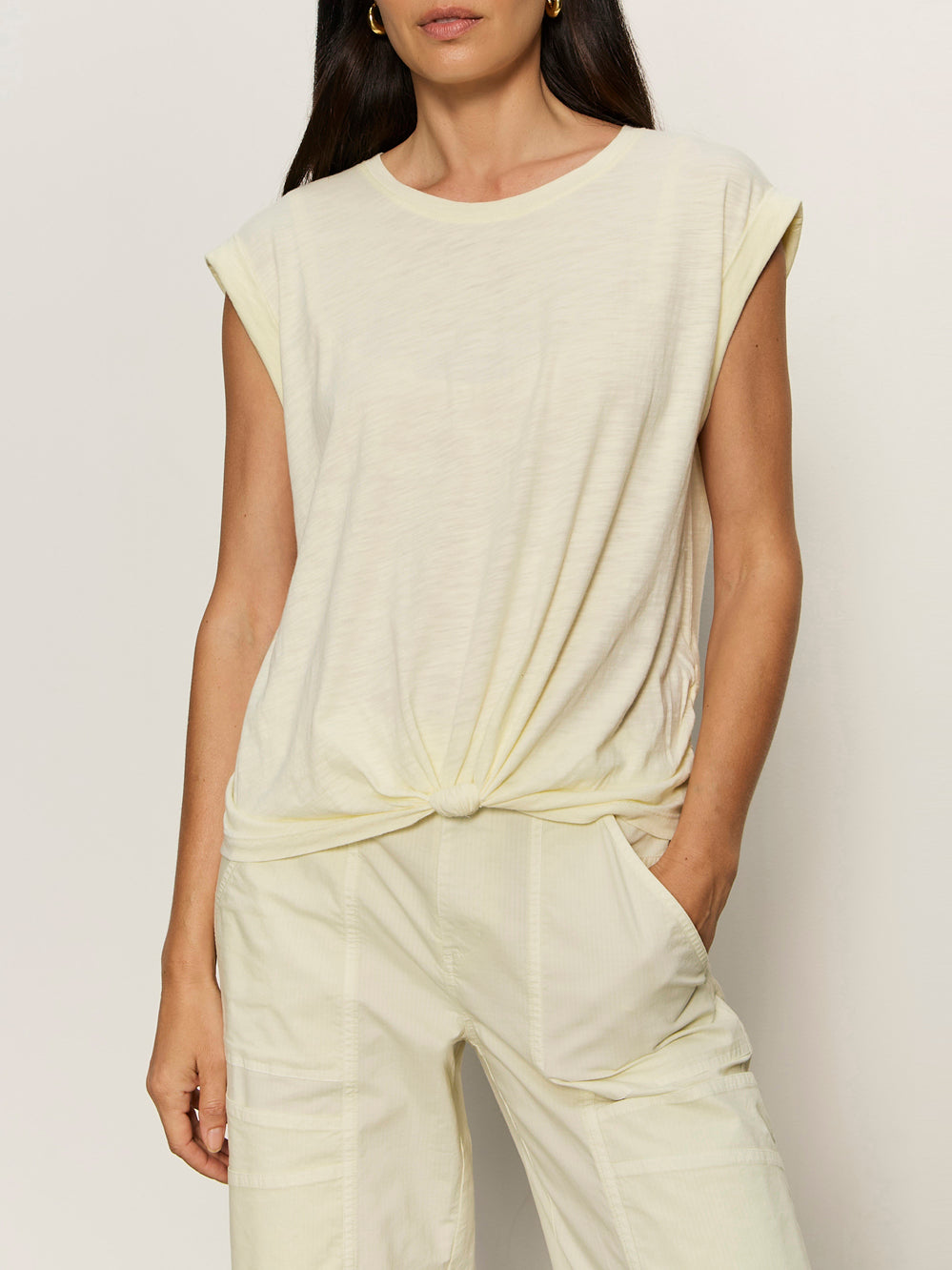 Sanctuary Clothing Trending - Knotted Muscle Tee Lemon Drop Petite Sizing